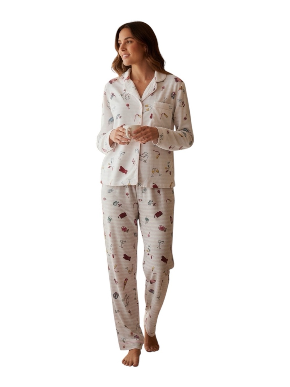kate spade fun party items pattern Button-Front Pajama Set Sz M